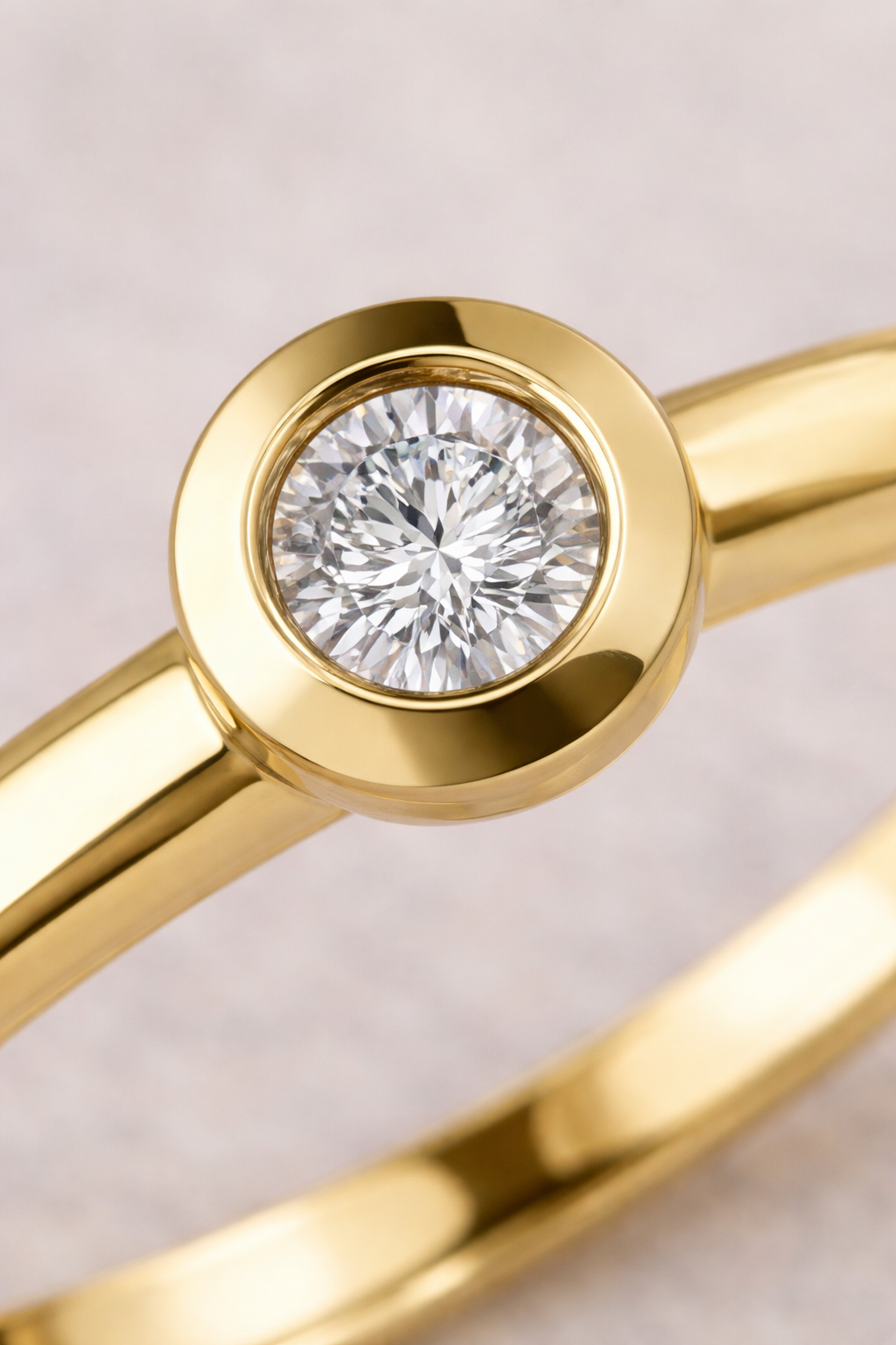 Rounded Bezel Natural Diamond Ring in 9ct Yellow Gold