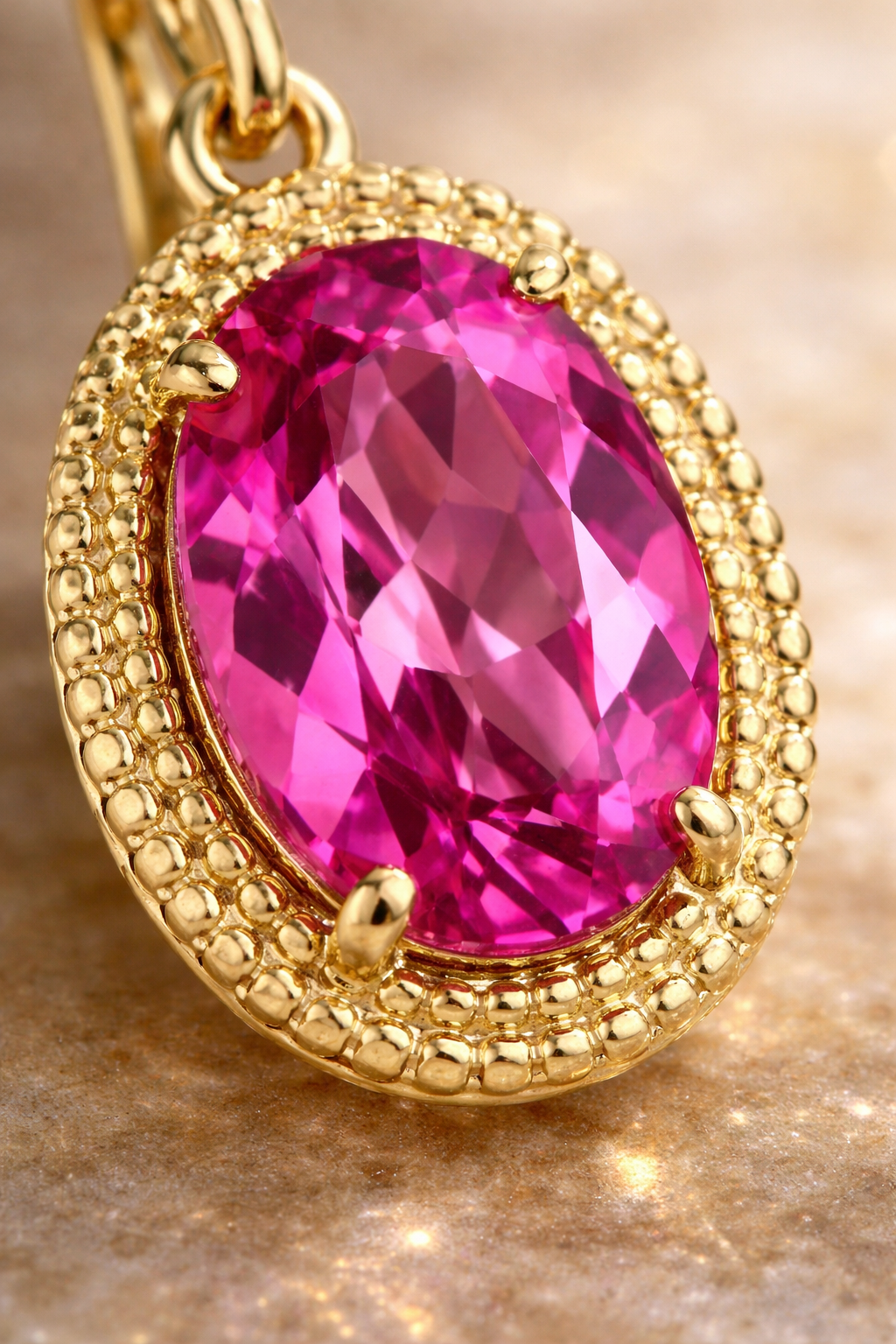 Oval Cut Pink Topaz Drop Earrings in 9ct Yellow Gold