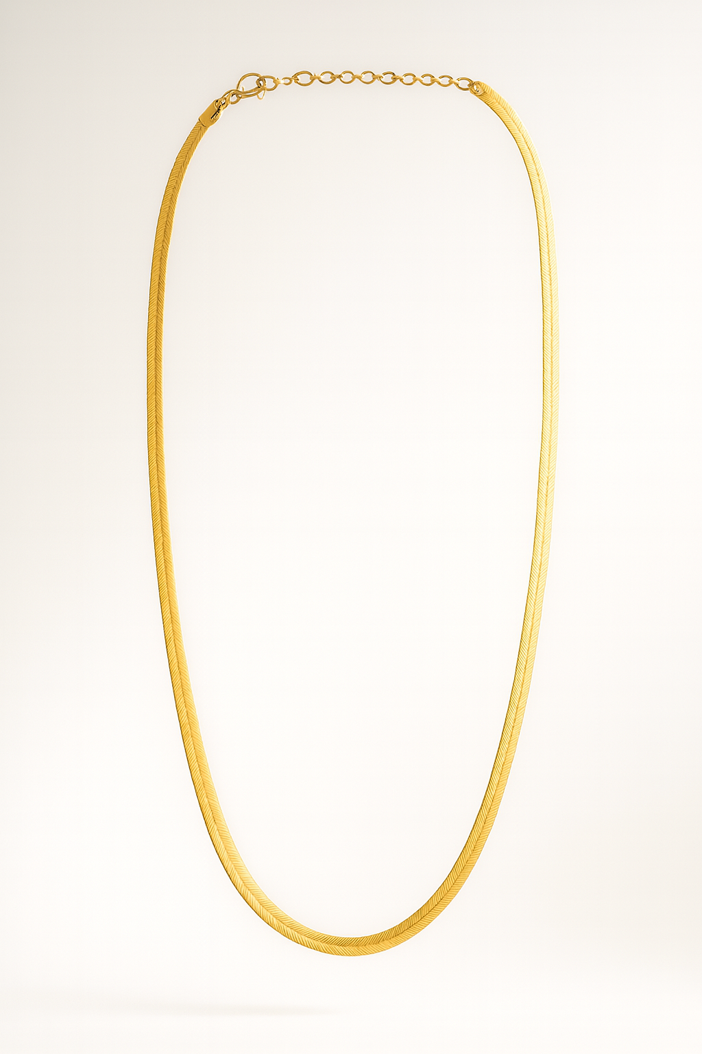 Flat Herringbone Chain Necklace – 18ct Gold Plated Sterling Silver (40–46cm). PRE ORDER
