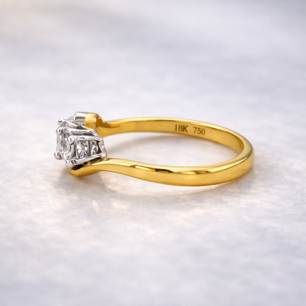 18ct Two-Tone Gold 1.00ct Diamond Swirl Trilogy Engagement Ring