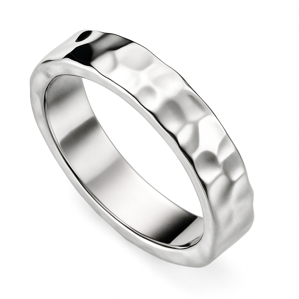 Hammered Sterling Silver Unisex Band Ring