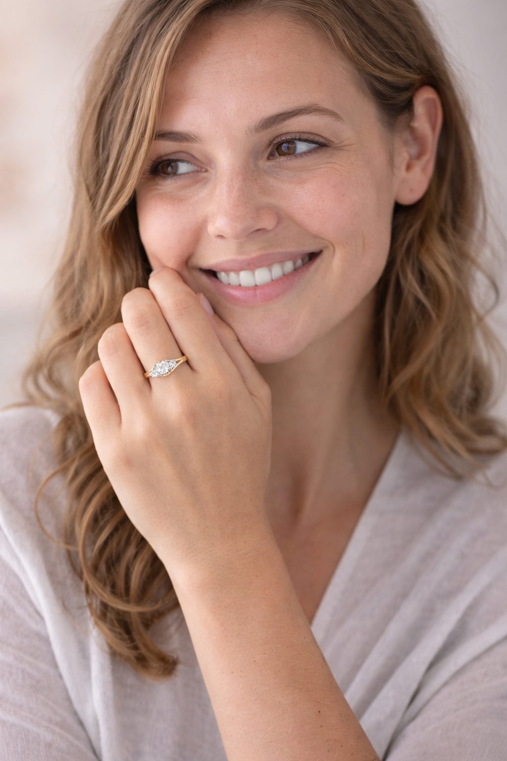 18ct Two-Tone Gold 1.00ct Diamond Swirl Trilogy Engagement Ring