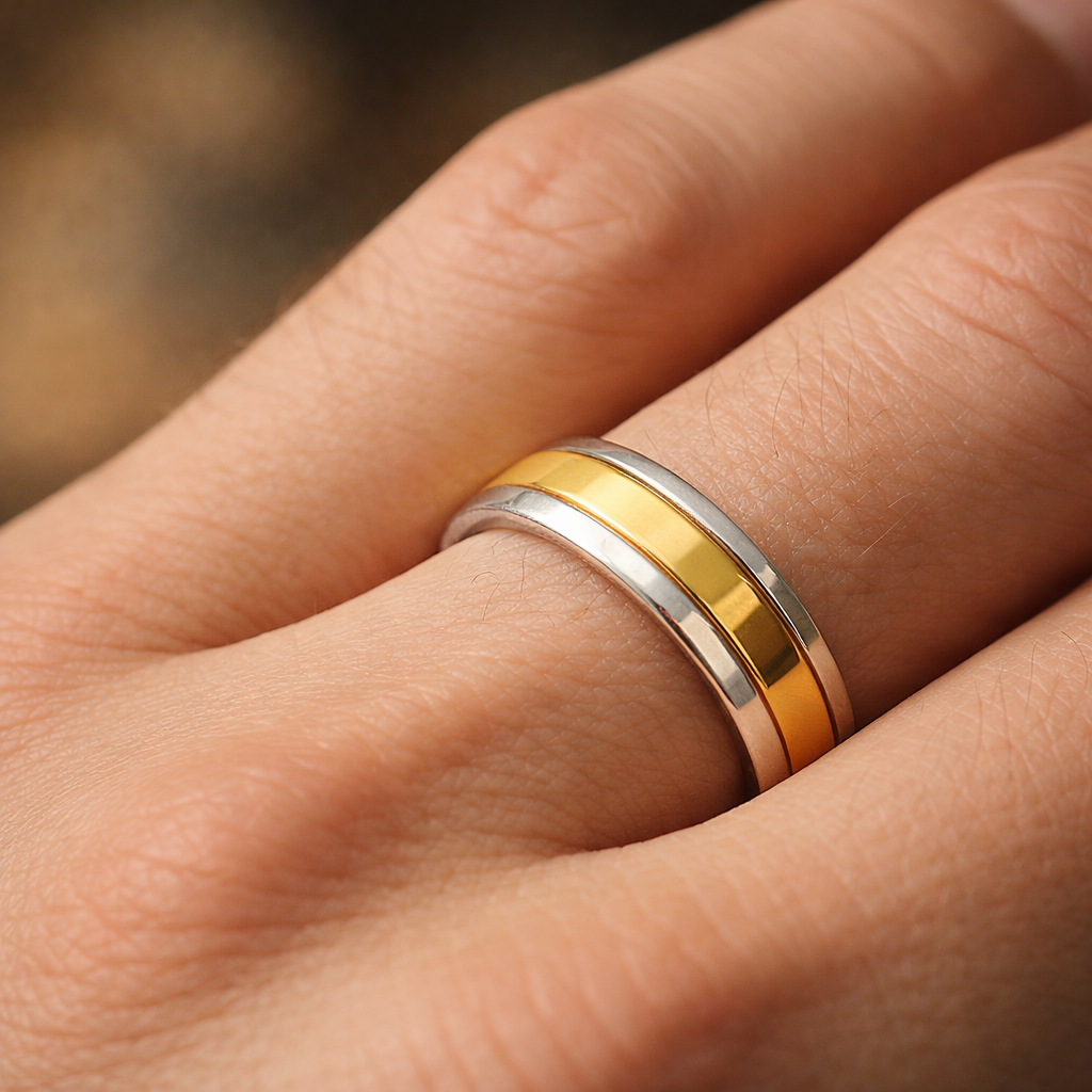 5mm Two-Colour Gold Wedding Band – 9ct / 18ct