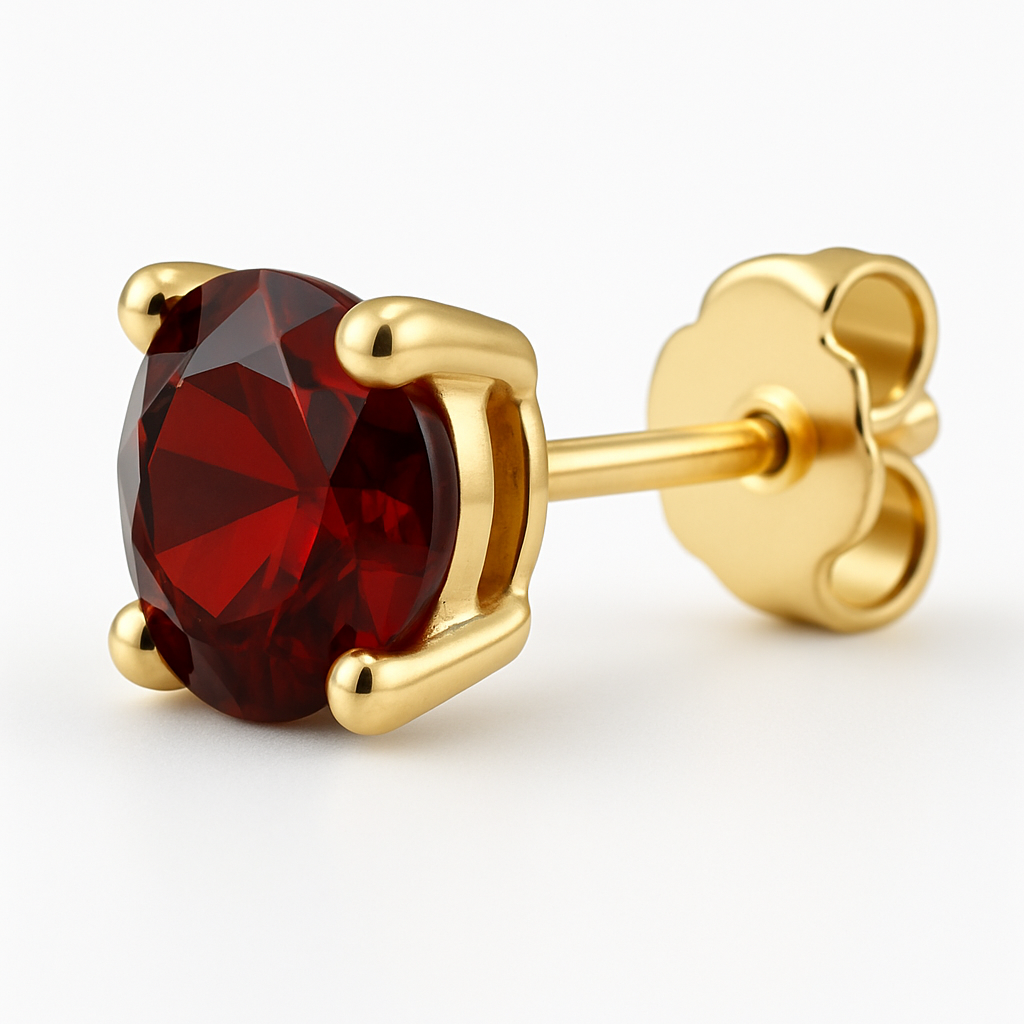 9ct Gold Garnet Earrings • July Birthstone Studs • Red Gemstone PRE ORDER