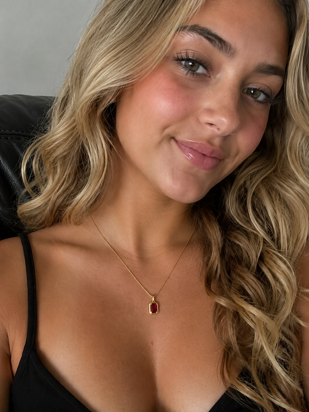 Chunky Border Ruby Pendant with Chain in 9ct Yellow Gold