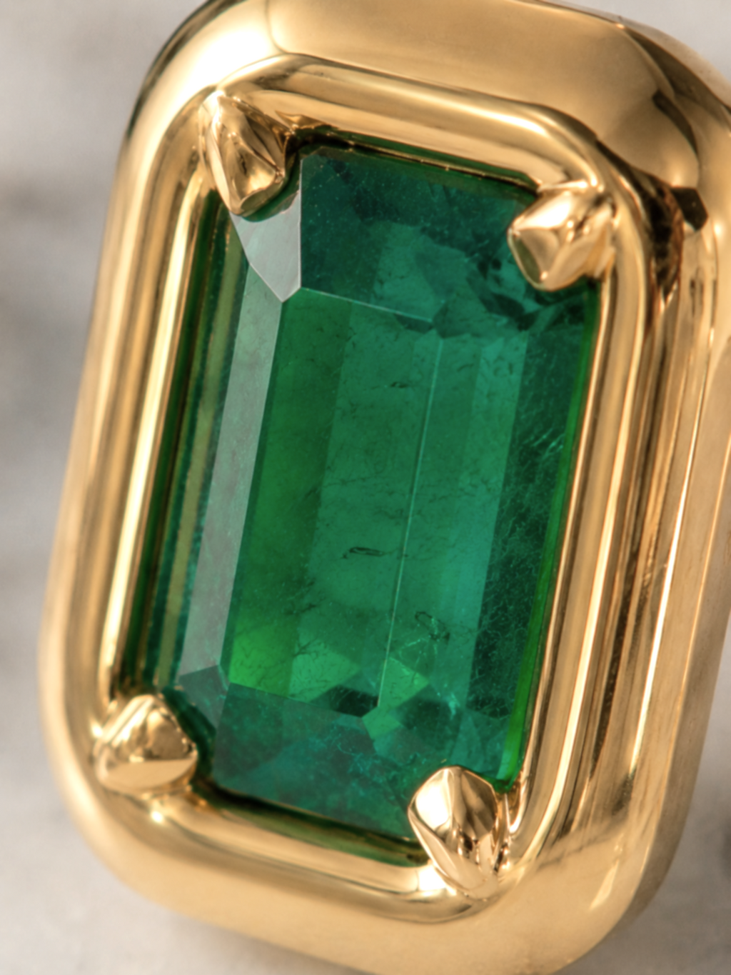 Chunky Emerald Stud Earrings in 9ct Yellow Gold