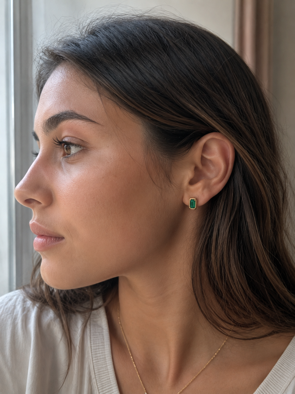 Chunky Emerald Stud Earrings in 9ct Yellow Gold