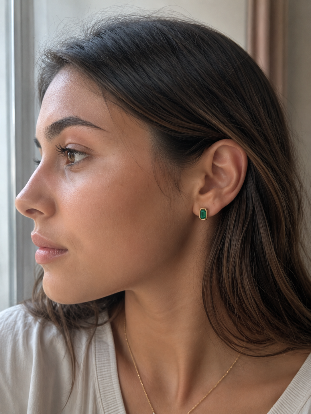 Chunky Emerald Stud Earrings in 9ct Yellow Gold