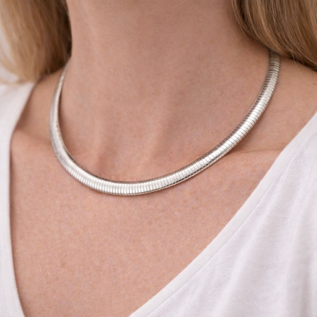 Sterling Silver Omega Necklace – 42cm | 8mm Statement Chain