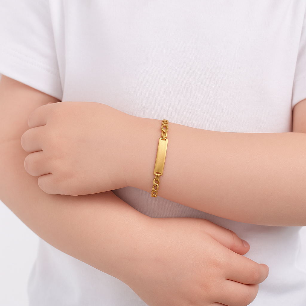 9ct Gold Kids Figaro ID Bracelet – 6.5” - PRE ORDER