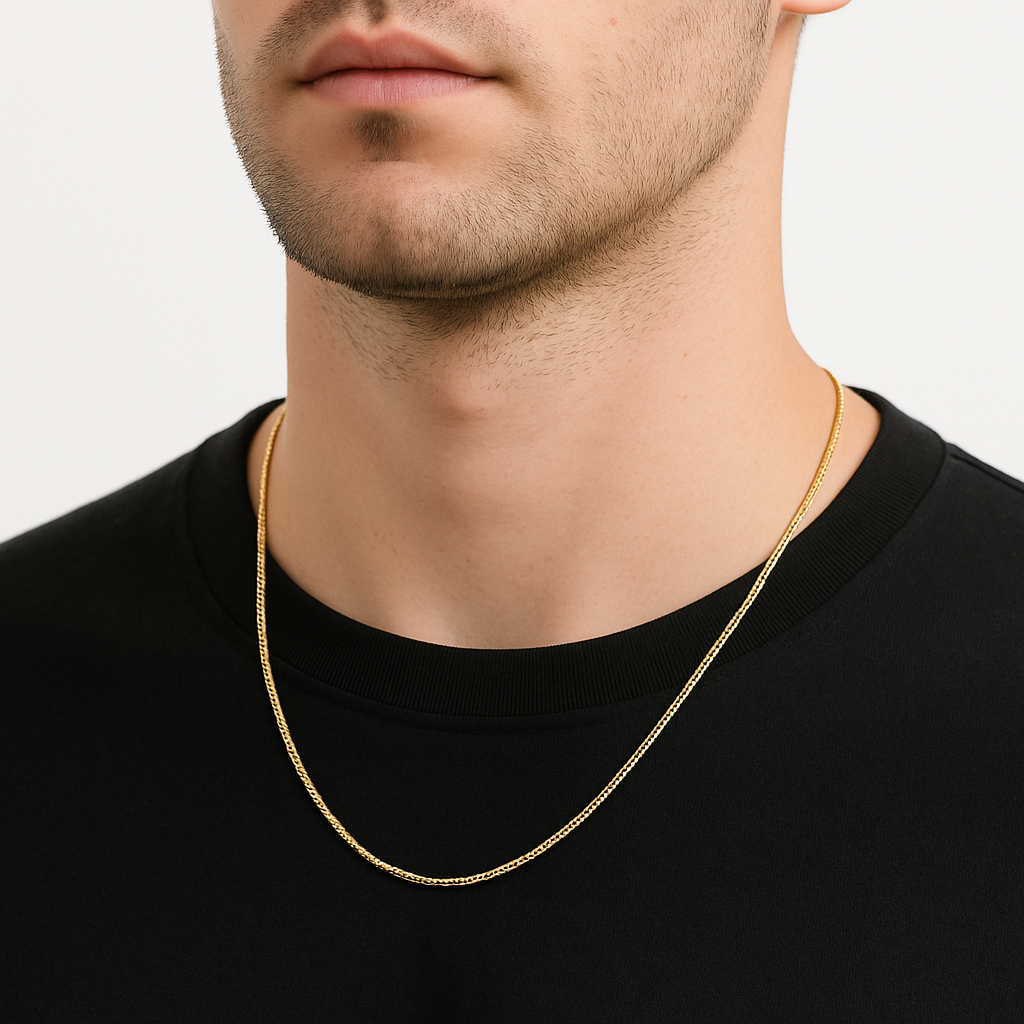 18ct Gold Pendant Curb Chain – 18” (Italian Made)- PRE ORDER