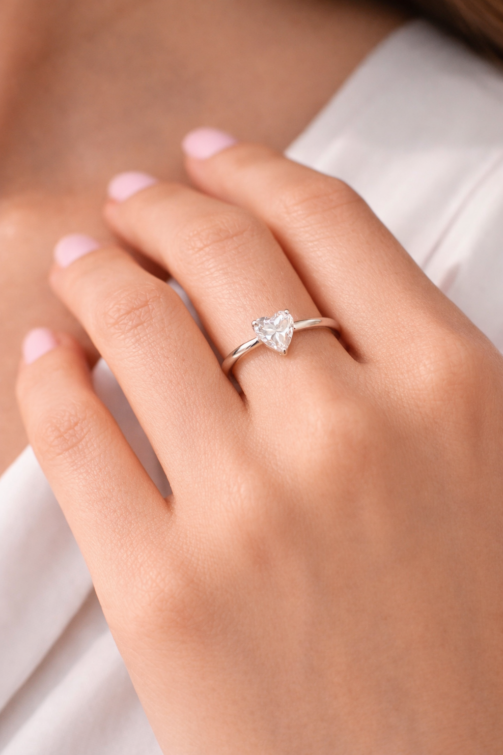 Sterling Silver Cubic Zirconia Crossover Solitaire Ring