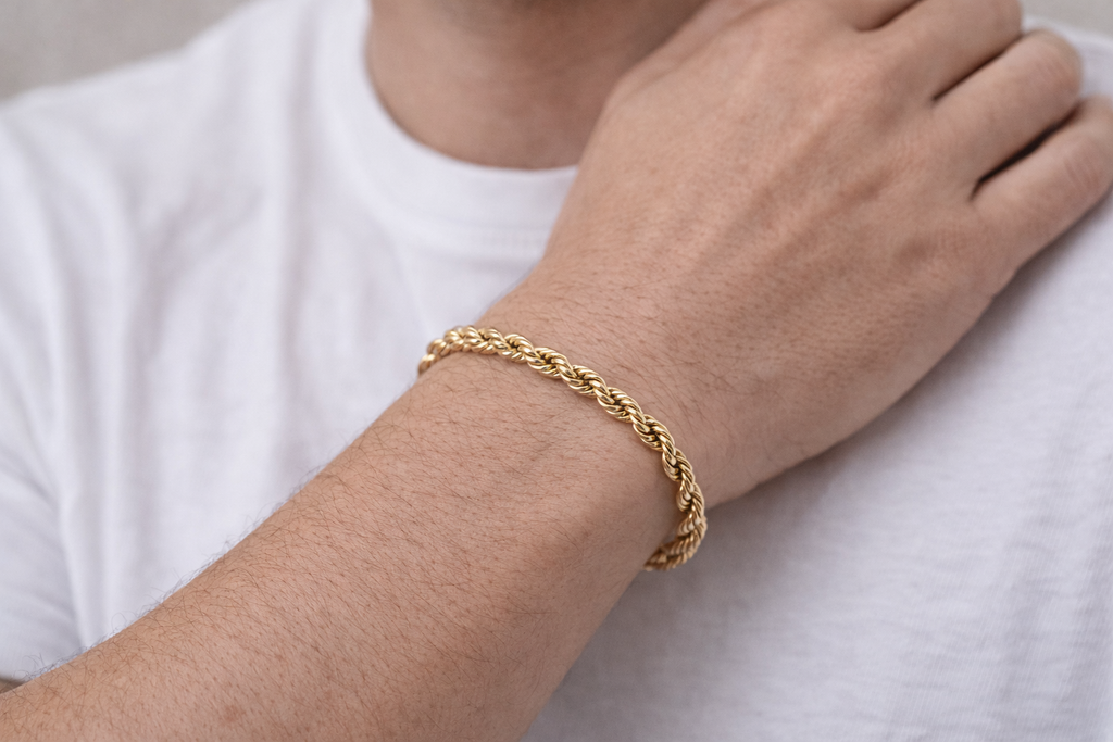 9ct Yellow Gold 6mm Rope Bracelet – Hollow Design
