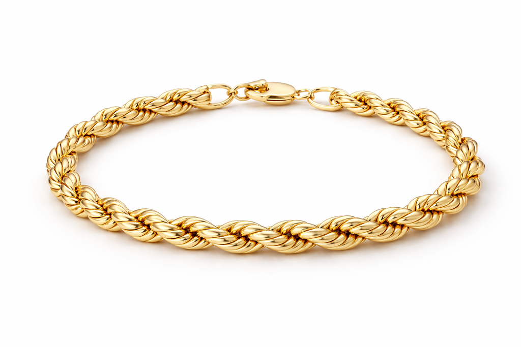 9ct Yellow Gold 6mm Rope Bracelet – Hollow Design