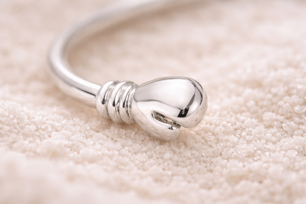 Sterling Silver “Future Champion” Baby Boxing Glove Bangle