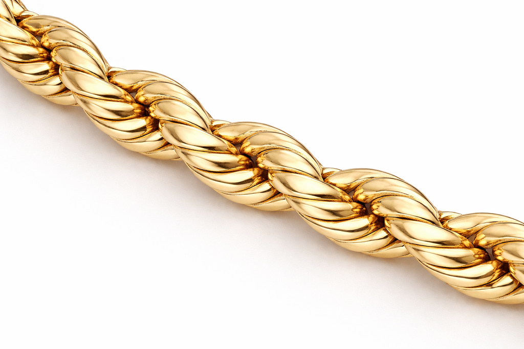 9ct Yellow Gold 6mm Rope Bracelet – Hollow Design