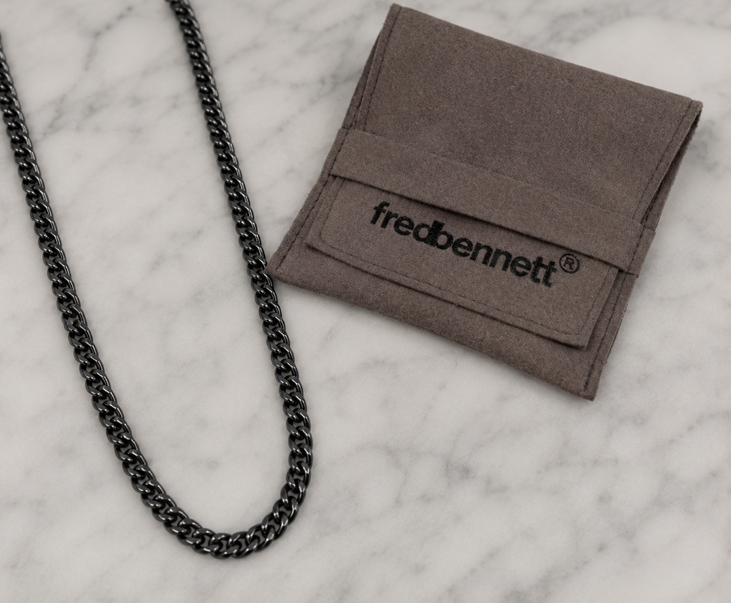 Fred Bennett Black Brushed Stainless Steel Curb Chain Necklace