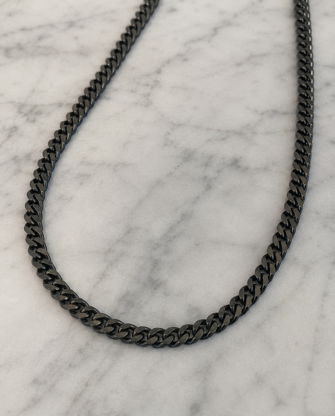 Fred Bennett Black Brushed Stainless Steel Curb Chain Necklace