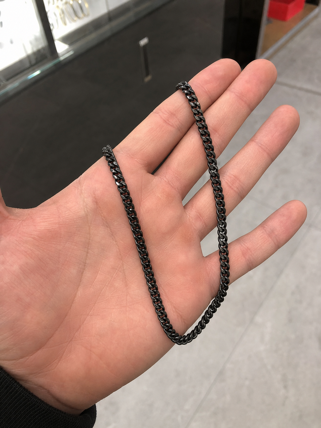 Fred Bennett Black Brushed Stainless Steel Curb Chain Necklace