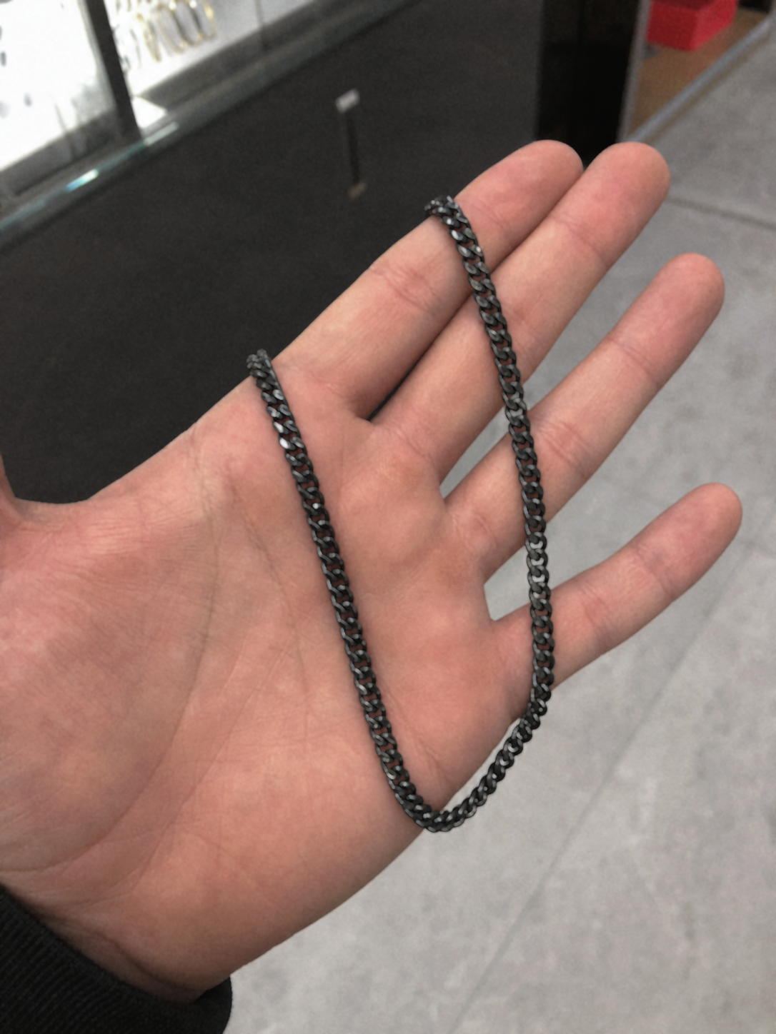 Fred Bennett Black Brushed Stainless Steel Curb Chain Necklace