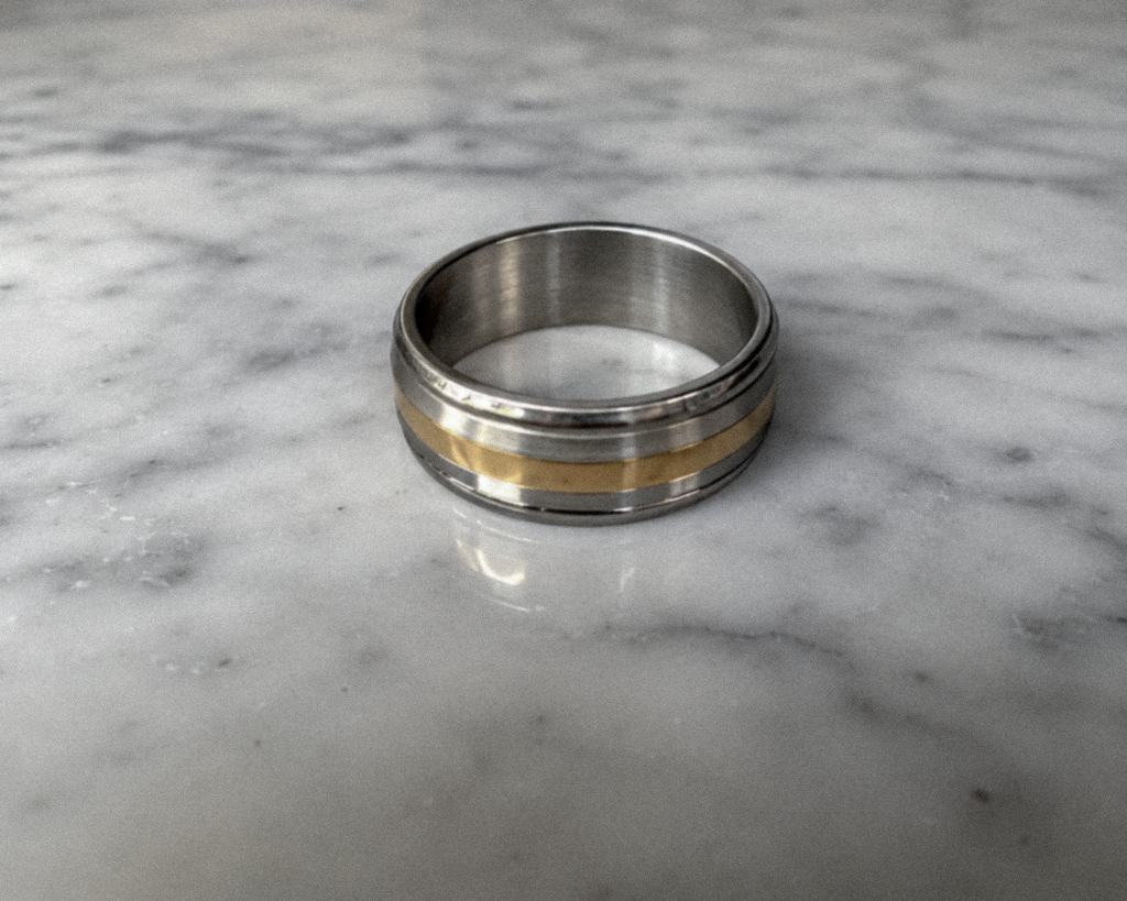 Fred Bennett Stainless Steel & Gold Tone Spinner Ring