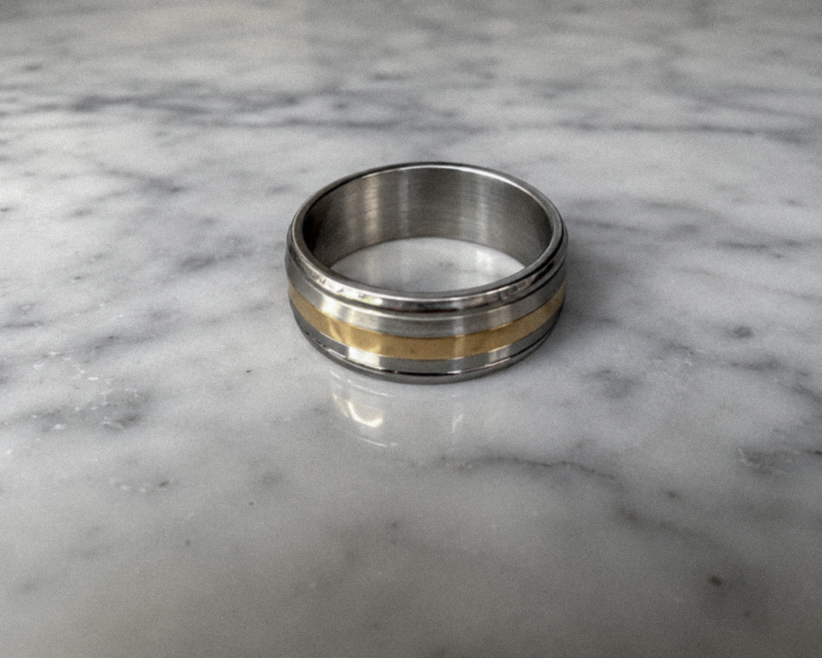 Fred Bennett Stainless Steel & Gold Tone Spinner Ring