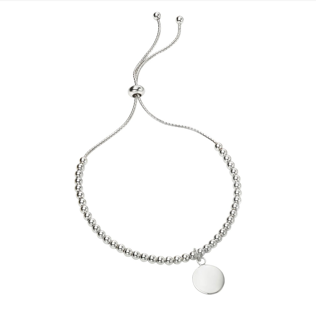 925 Sterling Silver Adjustable Disc Bracelet