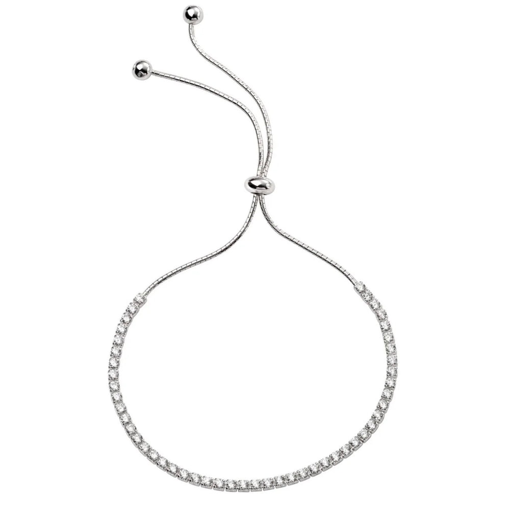 925 Sterling Silver Adjustable Cubic Zirconia Tennis Bracelet