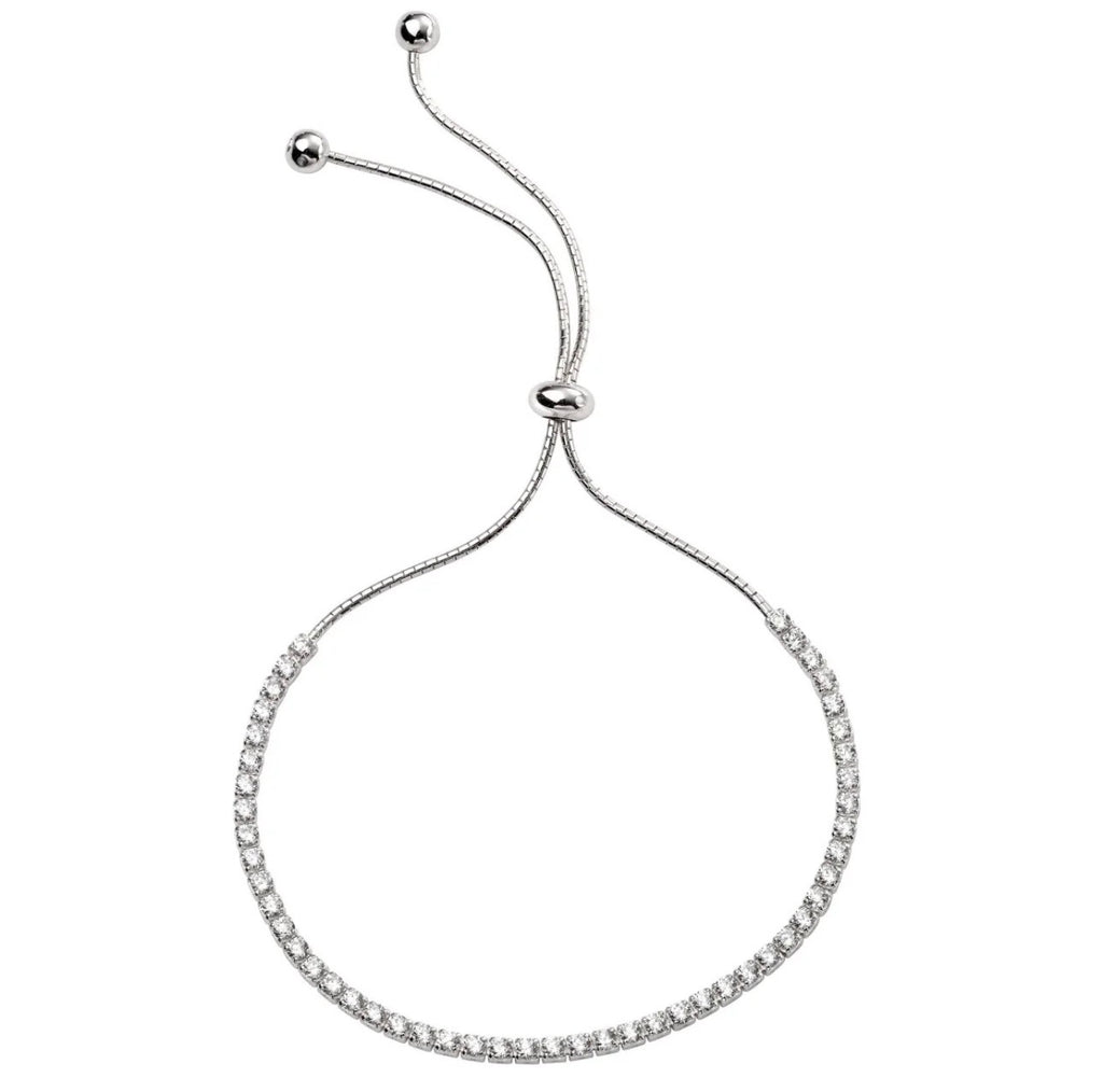 925 Sterling Silver Adjustable Cubic Zirconia Tennis Bracelet