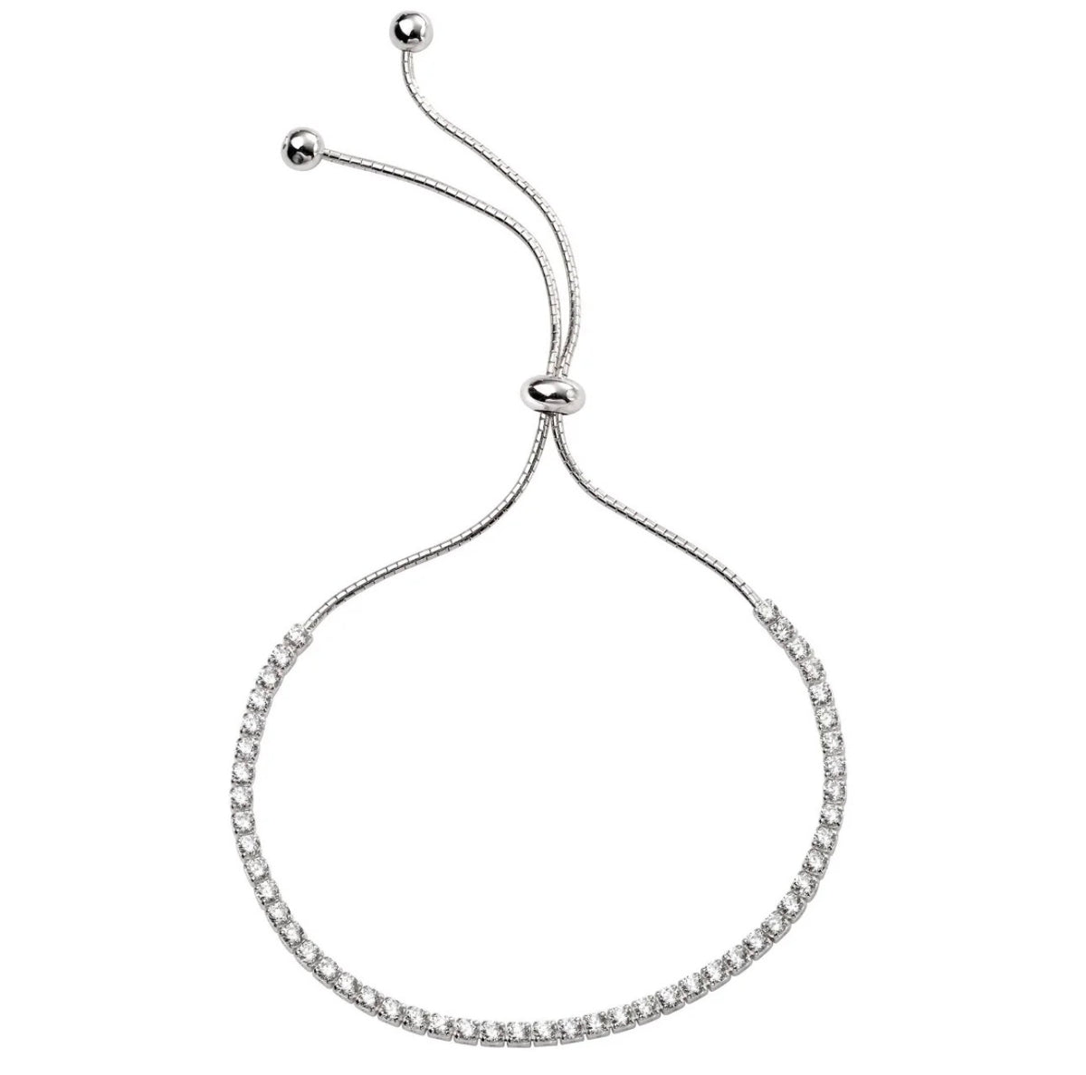 925 Sterling Silver Adjustable Cubic Zirconia Tennis Bracelet