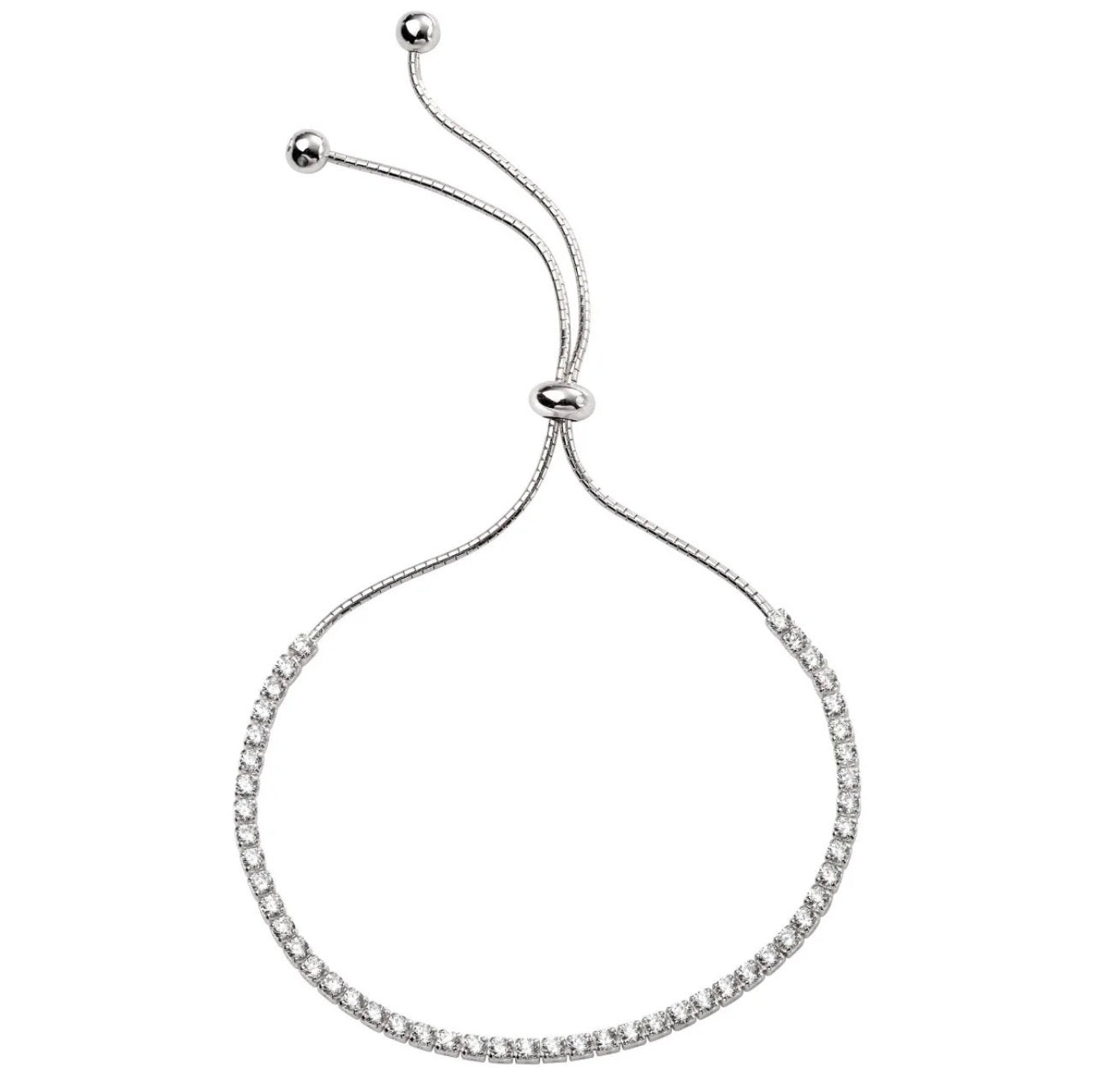 925 Sterling Silver Adjustable Cubic Zirconia Tennis Bracelet