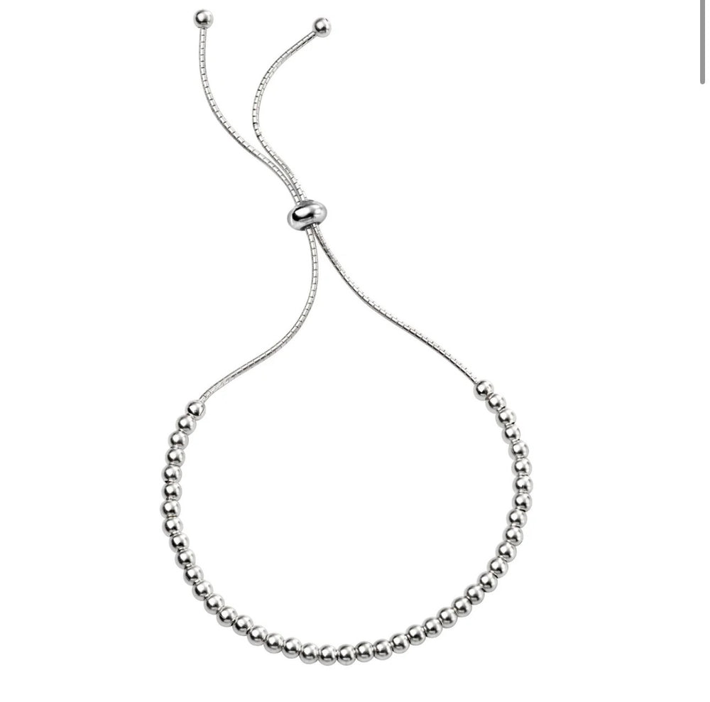 Sterling Silver Polished Ball Adjustable Bracelet