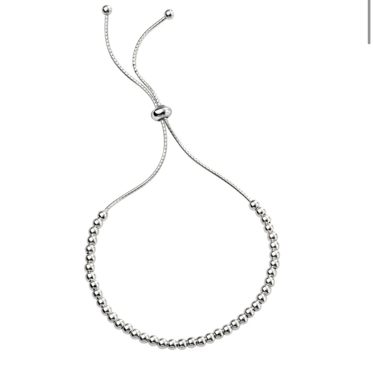 Sterling Silver Polished Ball Adjustable Bracelet