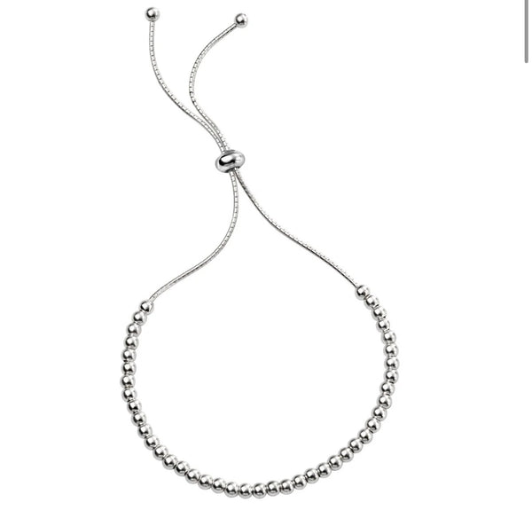 Sterling Silver Polished Ball Adjustable Bracelet