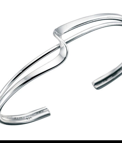 Sterling Silver Squiggle Torque Bangle