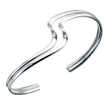 Sterling Silver Double Wave Cuff Bangle
