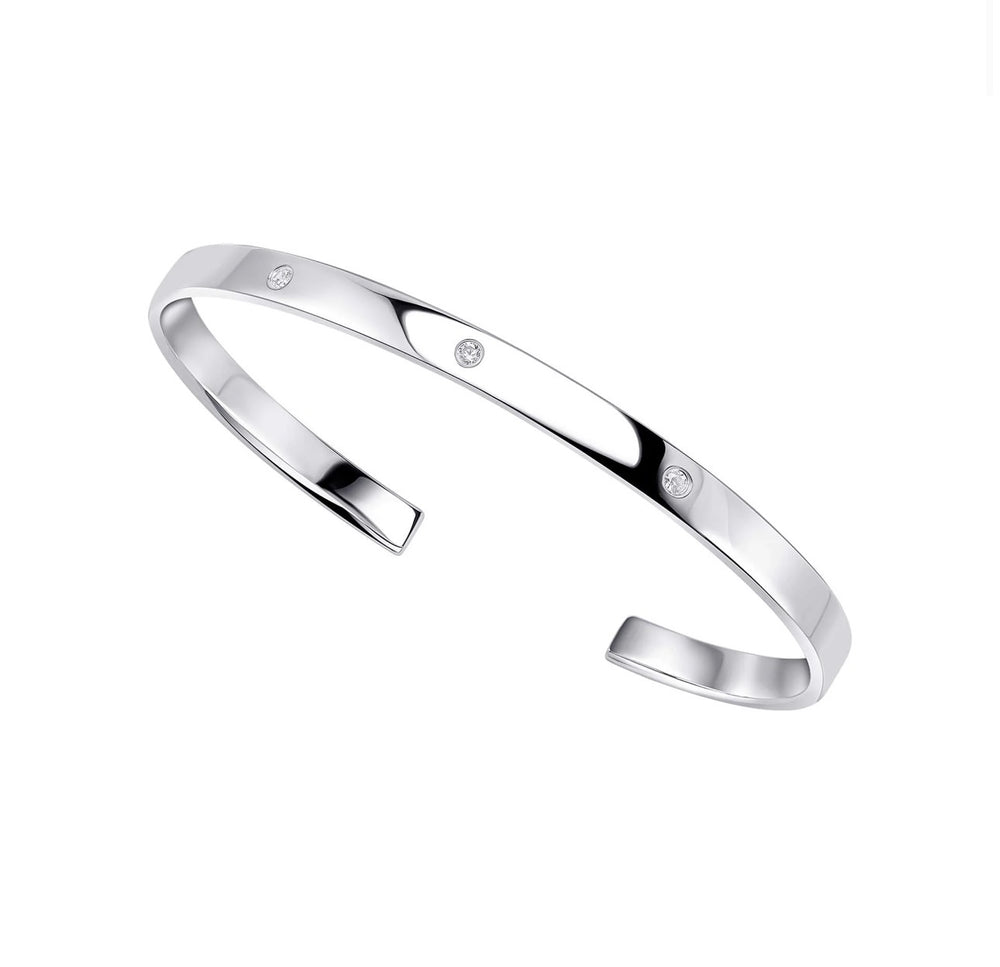 Sterling Silver Torque Bangle with Cubic Zirconia
