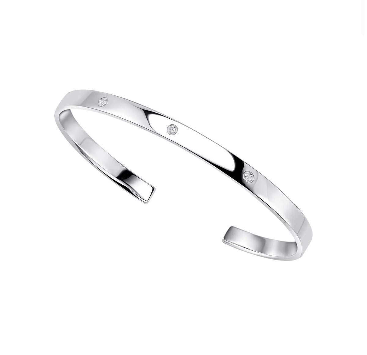 Sterling Silver Torque Bangle with Cubic Zirconia
