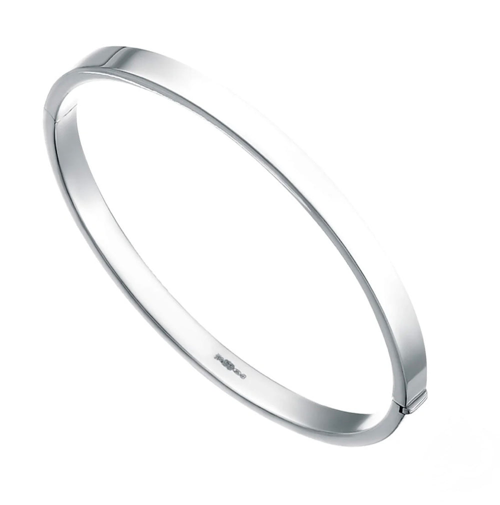 Sterling Silver Square Cut Hinged Bangle