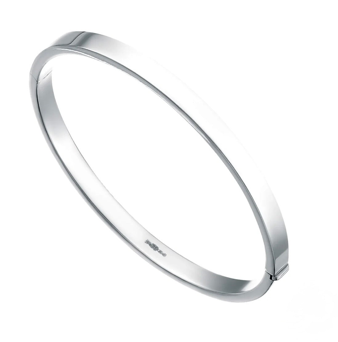 Sterling Silver Square Cut Hinged Bangle