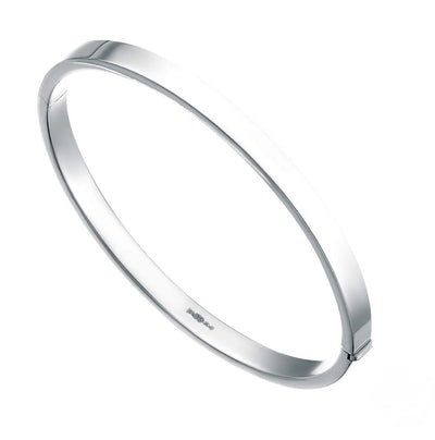 Sterling Silver Square Cut Hinged Bangle