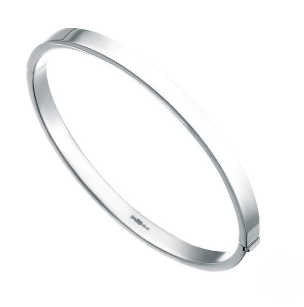 Sterling Silver Square Cut Hinged Bangle