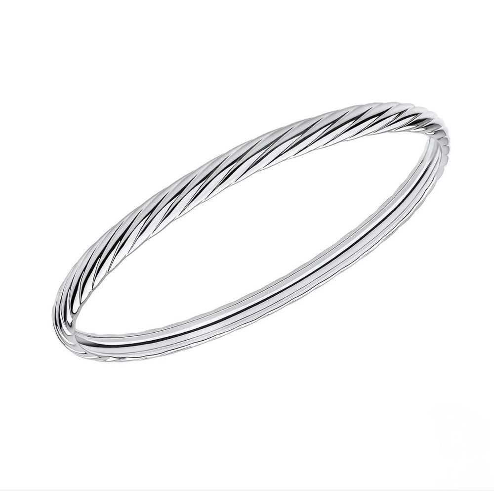 Sterling Silver Twisted Rope Textured Bangle