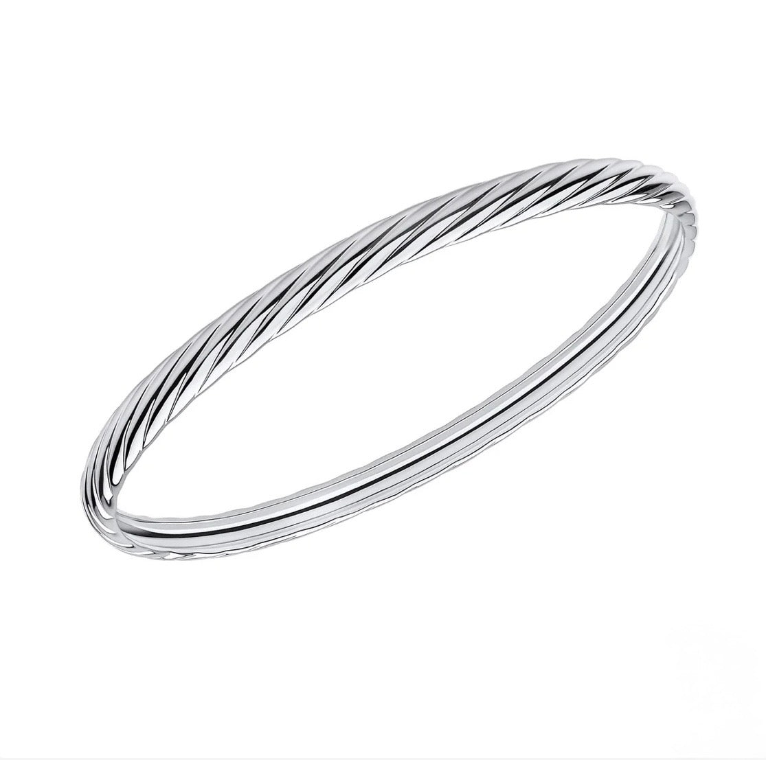 Sterling Silver Twisted Rope Textured Bangle