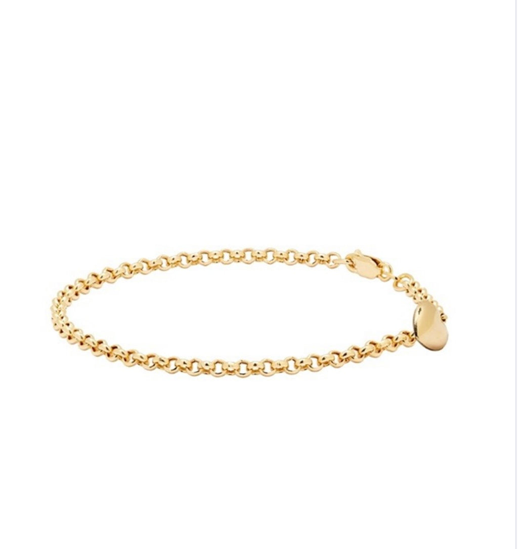 14ct Yellow Gold Belcher Bracelet with Heart Charm – 7” - PRE ORDER