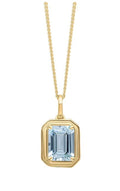 Elongated Aquamarine Pendant in 9ct Gold Curb Chain