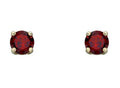 9ct Gold Garnet Earrings • July Birthstone Studs • Red Gemstone