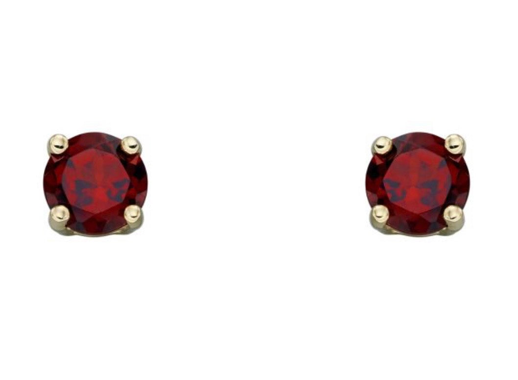 9ct Gold Garnet Earrings • July Birthstone Studs • Red Gemstone PRE ORDER