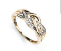 9ct Solid Gold Plaited-Style Diamond Ring – 0.10ct Pavé Design