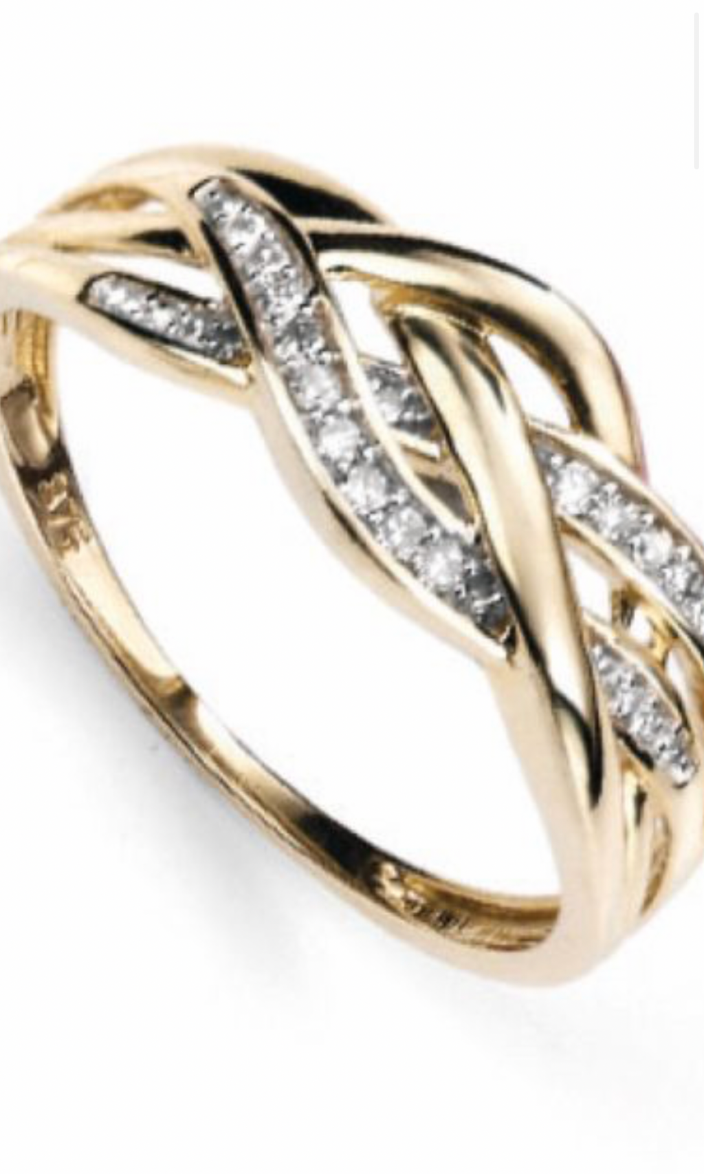 9ct Solid Gold Plaited-Style Diamond Ring – 0.10ct Pavé Design (PRE-ORDER)